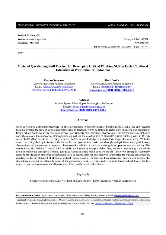 picture Questioning Skills Pdf 89026 | Dadan Suryana Model Of Questioning Skill Teacher