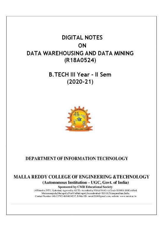 picture Study Pdf 88850 | Data Warehousing And Data Mining (r18a0524)