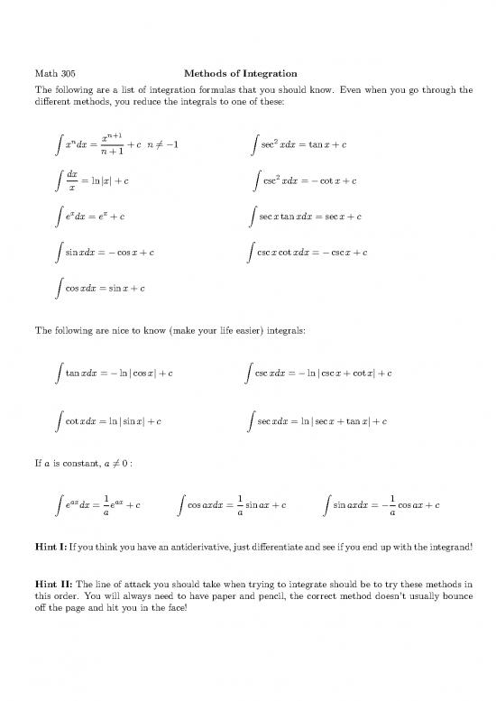 picture Methods Of Integration Pdf 87732 | Integration