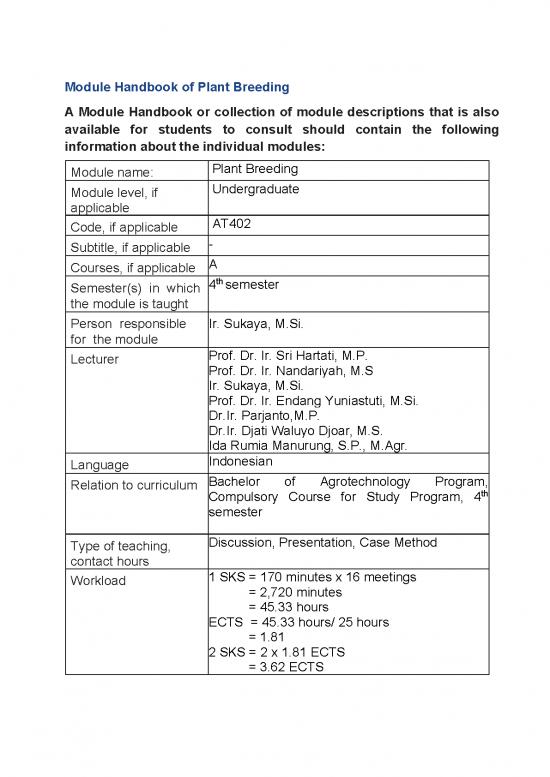 picture Discussion Method Of Teaching Pdf 87400 | Module Handbook Of Plant Breeding