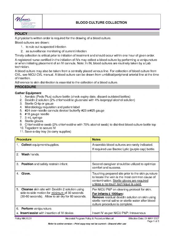 picture Blood Culture Procedure Pdf 87951 | N01 Blood Culture Collection
