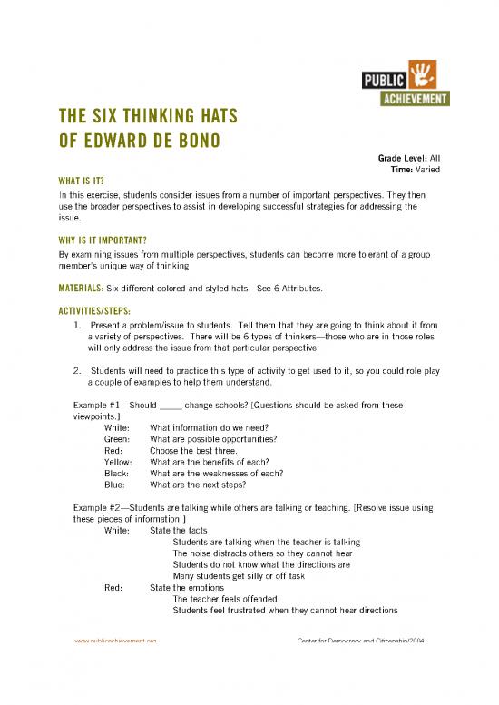 picture Six Thinking Hats Exercise Pdf 89086 | Sixthinkinghats