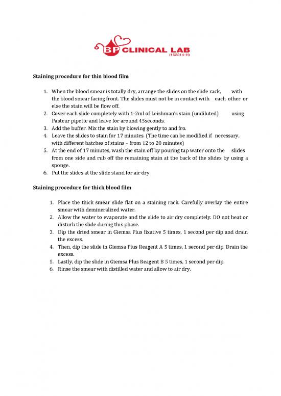 picture Leishman Staining Procedure Pdf 87429 | Staining Procedure Thin Thick Film