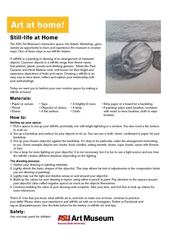 picture Pencil Drawing Pdf 88256 | Still Life Activity