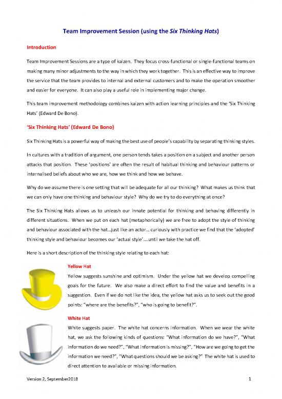 picture Six Thinking Hats Pdf 86924 | Team Improvement Session Using The Six Thinking Hats