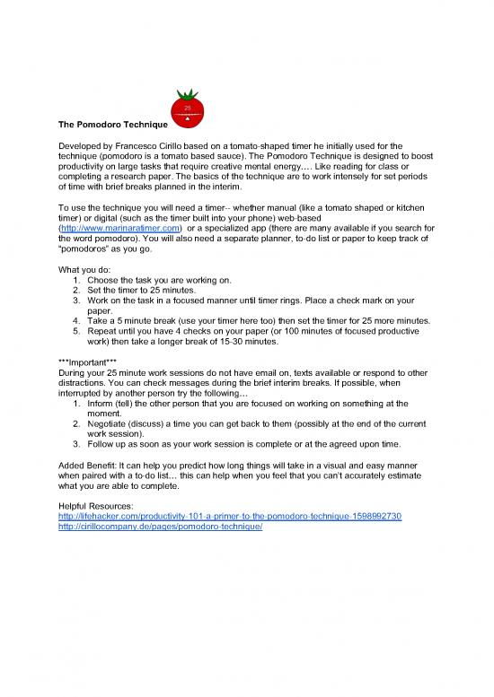 picture Pomodoro Pdf 88955 | The Pomodoro Technique