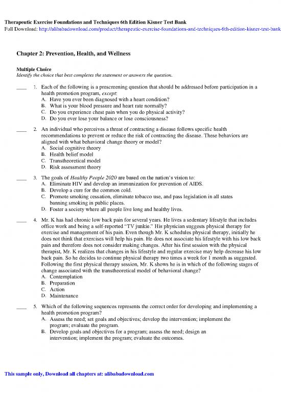 picture Cognitive Behavioral Therapy Techniques Pdf 89143 | Therapeutic Exercise Foundations And Techniques 6th Edition Kisner Test Bank