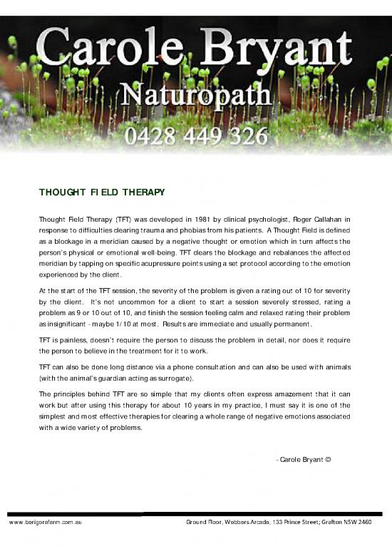 picture Tapping For Anxiety Pdf 88275 | Thought Field Therapy