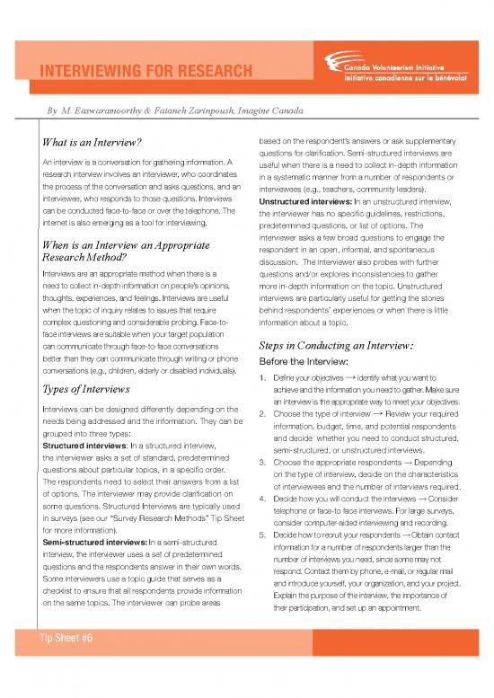 picture Interview Method Pdf 88080 | Tipsheet6 Interviewing For Research En 0
