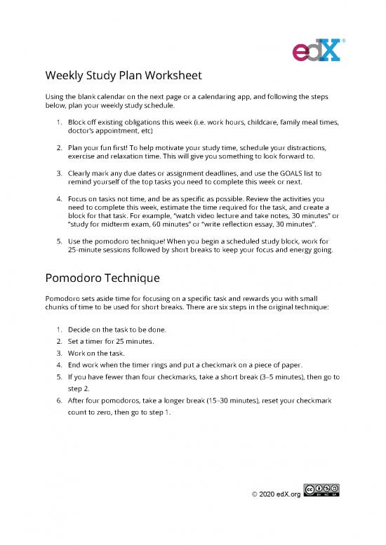 picture Therapeutic Exercise Pdf 88426 | Weekly Study Plan Worksheet
