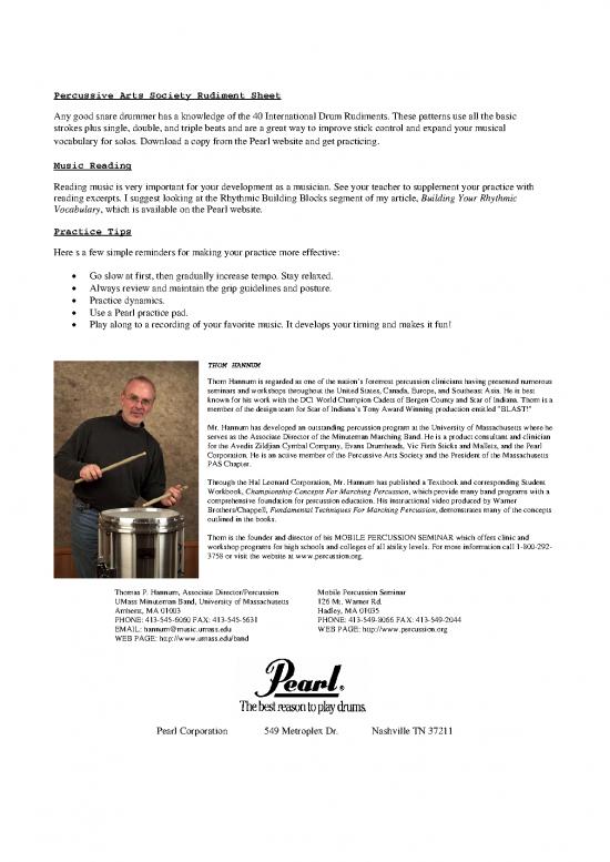 Learning Methods Pdf 87927 Basic Snare Drum Technique