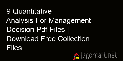 picture 9 Quantitative Analysis For Management Decision Pdf Files | Download Free Collection Files