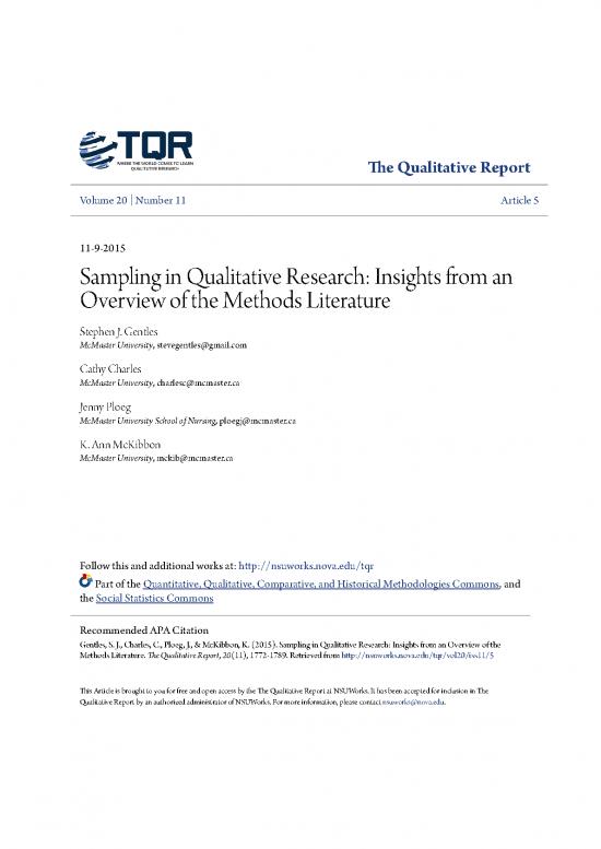 picture Sampling Methods In Qualitative Research Pdf 90205 | 2015 Gentles Sampling Qualitative Research  Tqr