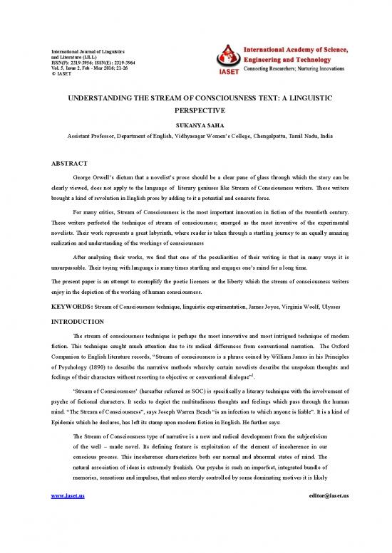 picture1_Stream Of Consciousness Pdf 89859 | 2 65 1456989980  Ijll   Understanding The Stream Of Consciousness Text A Linguistic Perspective