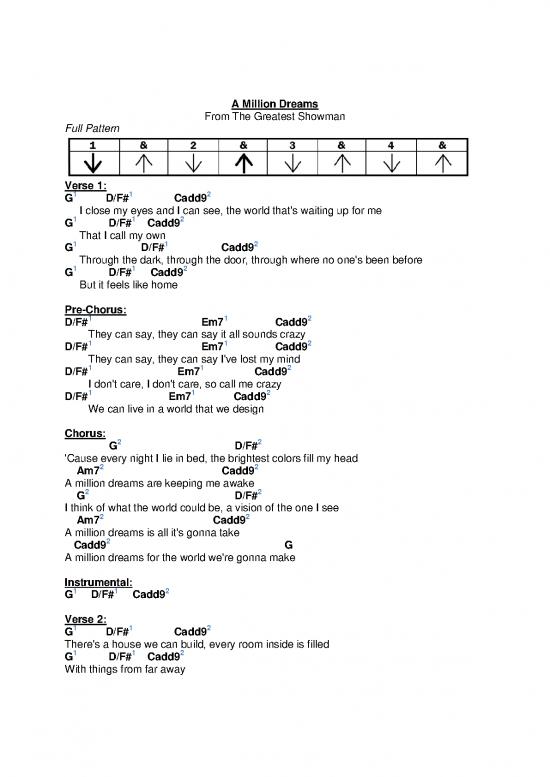 A million dreams chord chart