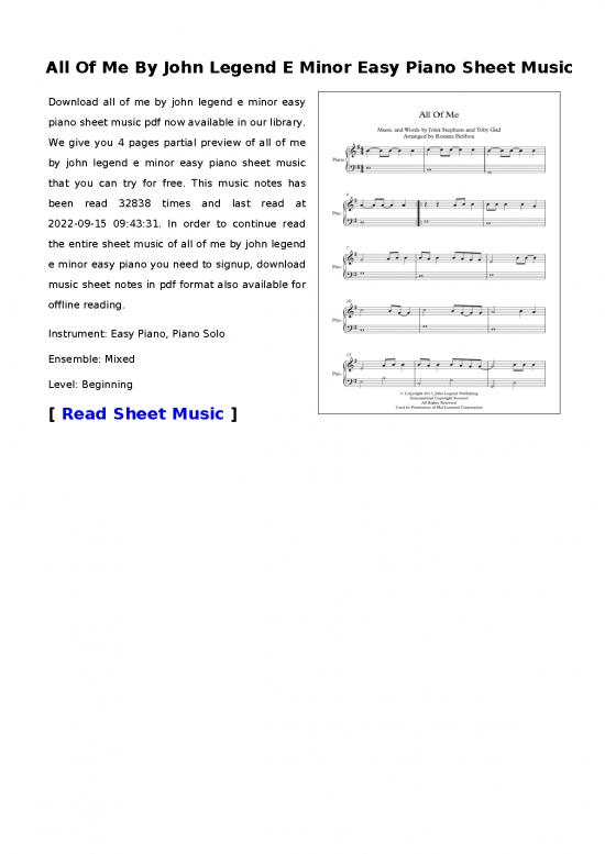 picture Piano Pdf 91247 | All Of Me By John Legend E Minor Easy Piano