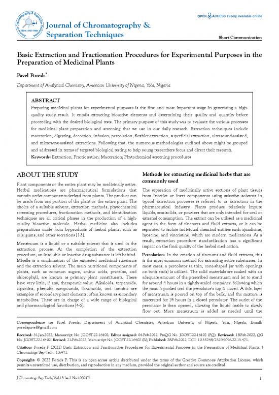 picture1_Study Methods Pdf 90126 | Basic Extraction And Fractionation Procedures For Experimental Purposes In The Preparation Of Medicinal Plants