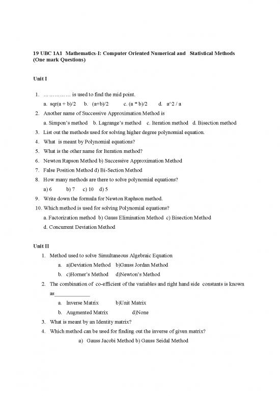 picture1_Computer Oriented Statistical Methods 90286 | Bca 19 Ubc 1a1 Mathematics I Computer Oriented Numerical And Statistical Methods