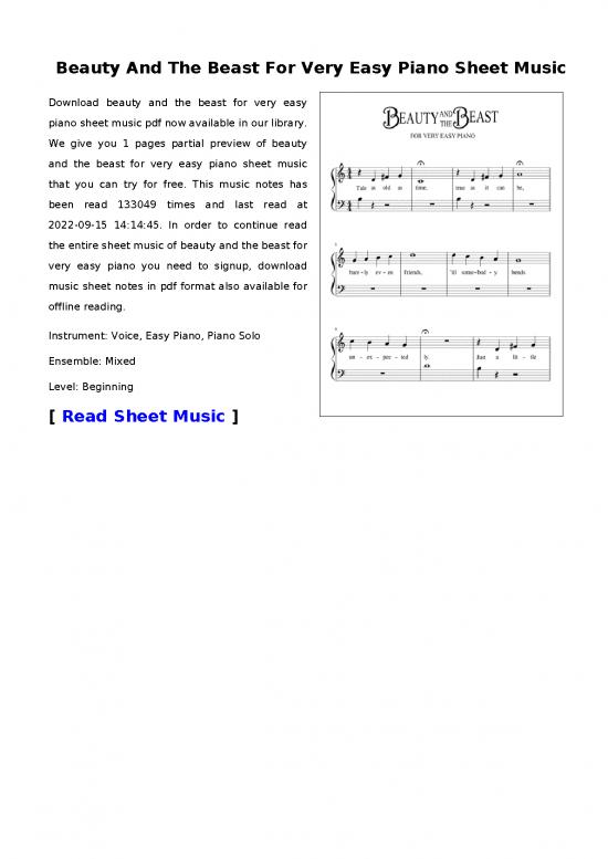 picture_Piano Pdf 91250 | Beauty And The Beast For Very Easy Piano