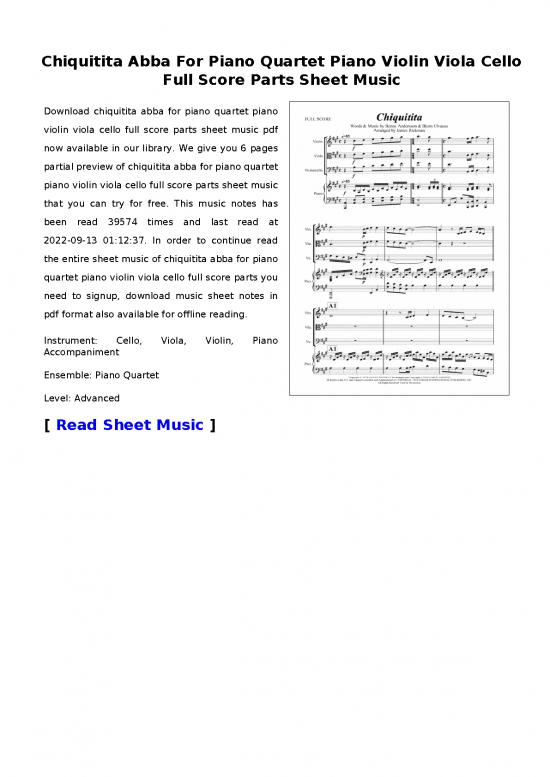 picture1_Piano Pdf 91252 | Chiquitita Abba For Piano Quartet Piano Violin Viola Cello Full Score Parts