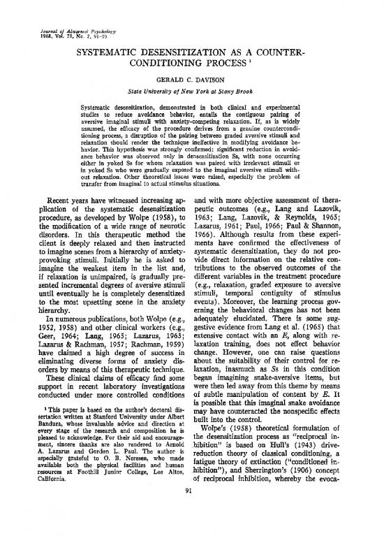 picture Systematic Desensitization Pdf 90349 | Desensitization Counterconditioning Process