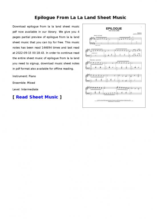 picture_Piano Pdf 91255 | Epilogue From La La Land