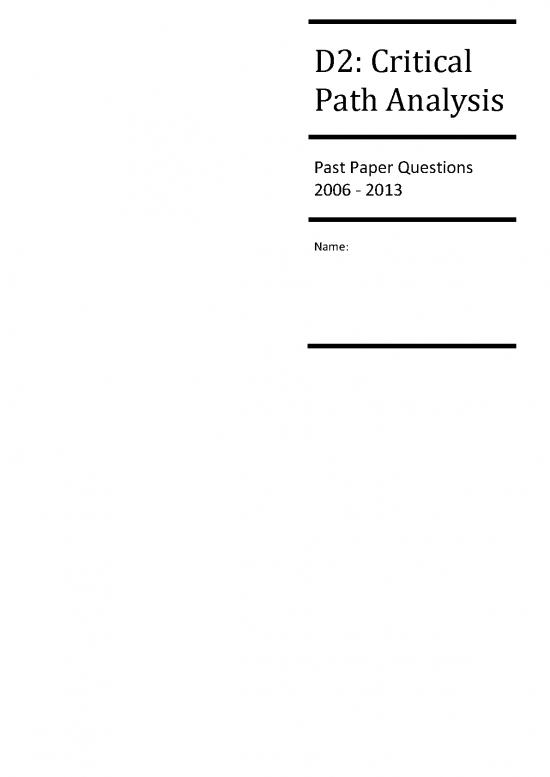 picture Thermal Analysis Pdf 90165 | Exam Questions D2 Critical Path Analysis