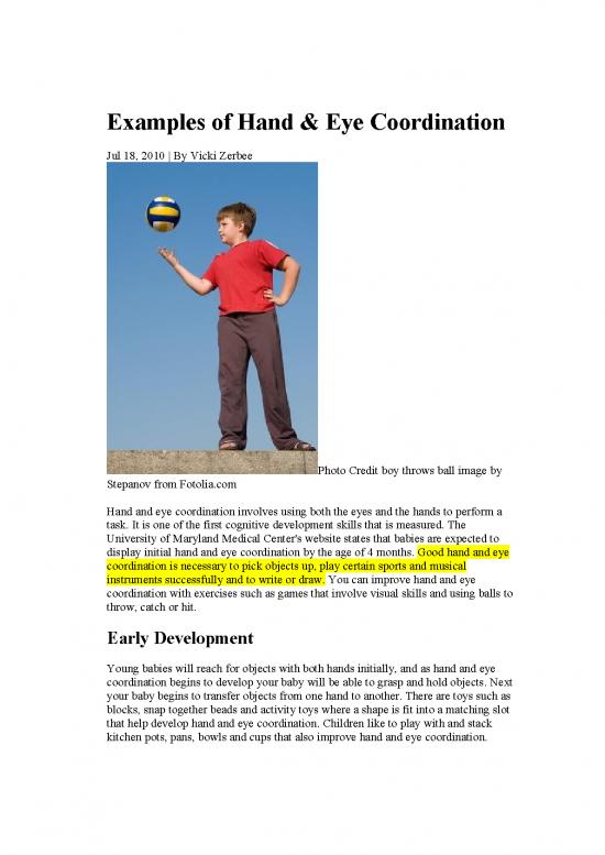 Play Therapy Pdf 90117 Examples Of Hand Eye Coordination