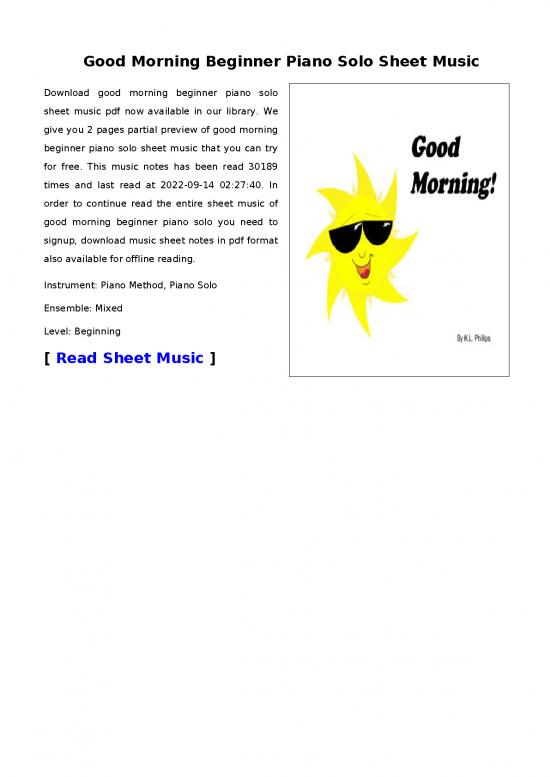 picture_Piano Pdf 91257 | Good Morning Beginner Piano Solo