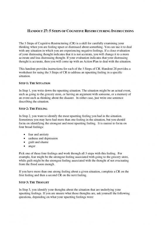 picture Cognitive Restructuring Pdf 89298 | Handout 27