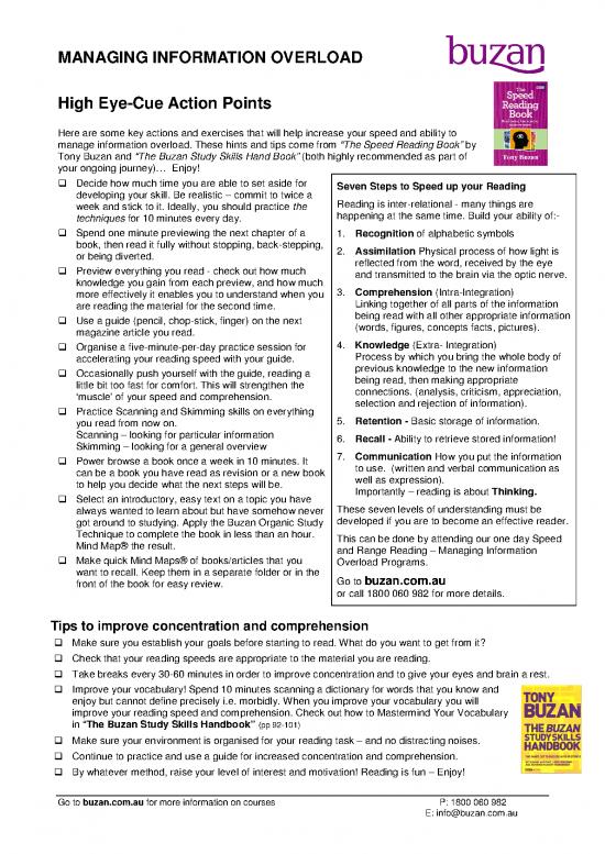 picture1_Tony Buzan Speed Reading Pdf 91209 | High Eye Cue Action Points Speed Reading