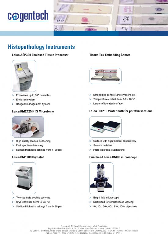 Histology instruments