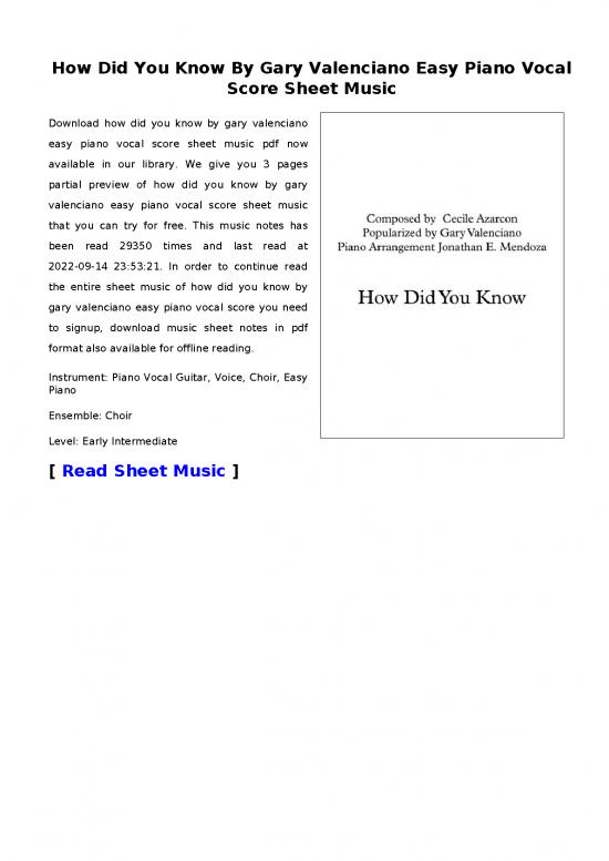 picture_Piano Pdf 91258 | How Did You Know By Gary Valenciano Easy Piano Vocal Score