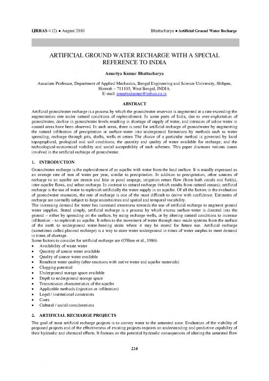 picture1_Methods Of Artificial Recharge Of Groundwater Pdf 89307 | Ijrras 4 2 12