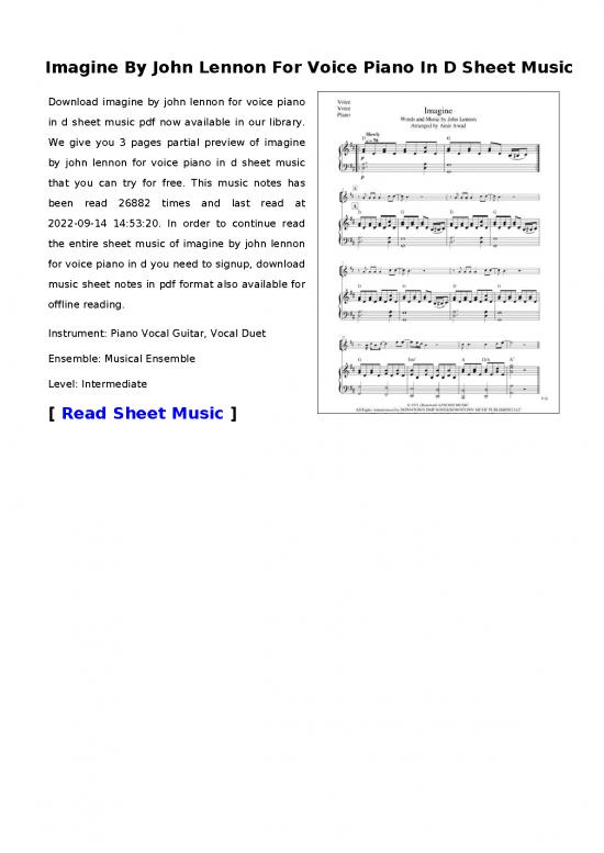 picture_Piano Pdf 91259 | Imagine By John Lennon For Voice Piano In D
