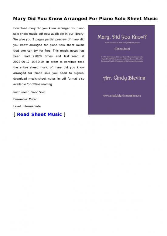 picture_Piano Pdf 91261 | Mary Did You Know Arranged For Piano Solo