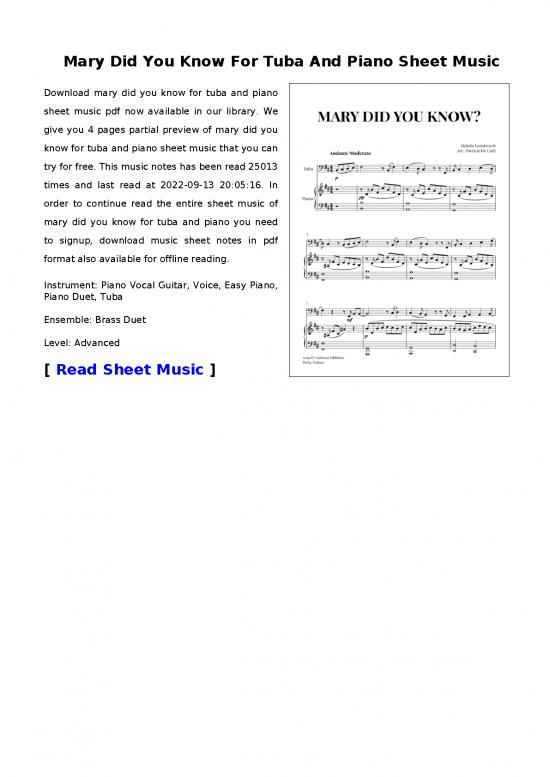 picture_Piano Pdf 91262 | Mary Did You Know For Tuba And Piano