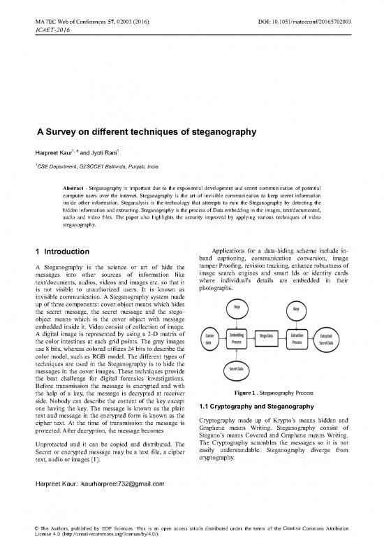 picture1_Steganography Pdf 90155 | Matecconf Icaet2016 02003