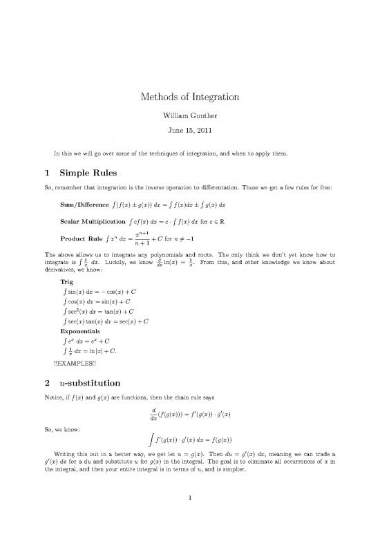 picture Methods Of Integration Pdf 90158 | Methint