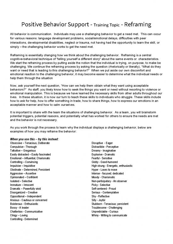 picture_Positive Reframing Examples Pdf 90149 | Pbs Training Topic  Reframing 5f4a19833da34