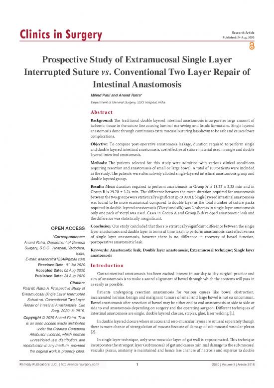 picture Study Methods Pdf 89512 | Prospective Study Of Extramucosal Single Layer Interrupted Suture Vs Conventional 7741