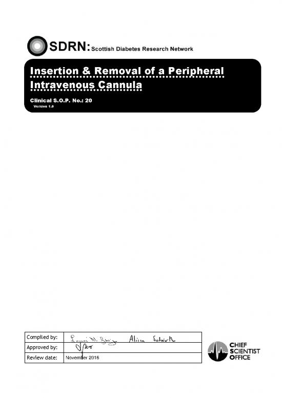 picture_Sop 20   Insertion & Removal Of A Peripheral Intravenous Cannula