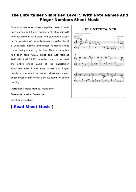 picture_Piano Pdf 91270 | The Entertainer Simplified Level 5 With Note Names And Finger Numbers