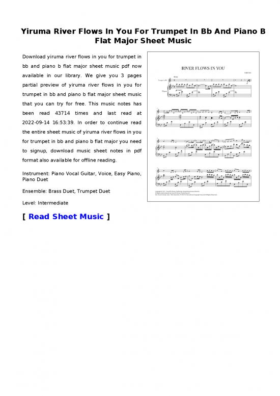picture1_Piano Pdf 91275 | Yiruma River Flows In You For Trumpet In Bb And Piano B Flat Major