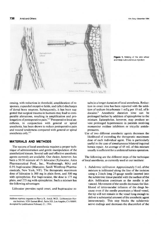 Education Pdf 90336 Amid An Sur 1994 Local Anesthesia For Inguinal
