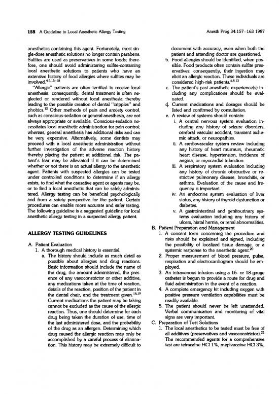 Anesth Prog A Guideline To Local Anesthetic Allergy Testing