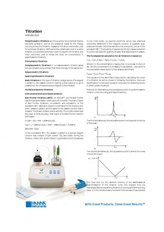 Titration Procedure Pdf 89815 Titration Introduction