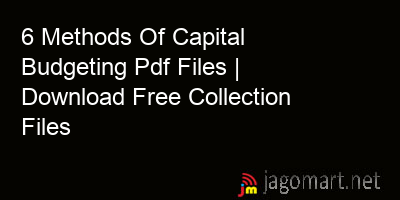 picture 6 Methods Of Capital Budgeting Pdf Files | Download Free Collection Files
