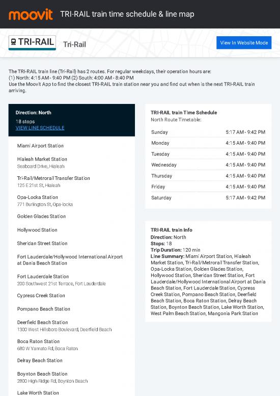 4 Tri Rail Schedule Pdf Files Download Free Collection Files