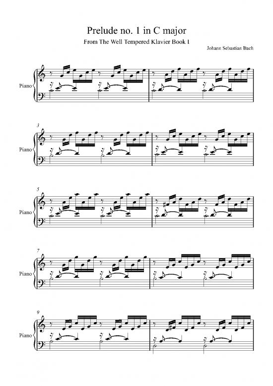 Piano Pdf 92252 | Bach Prelude In C Major Sheet Music